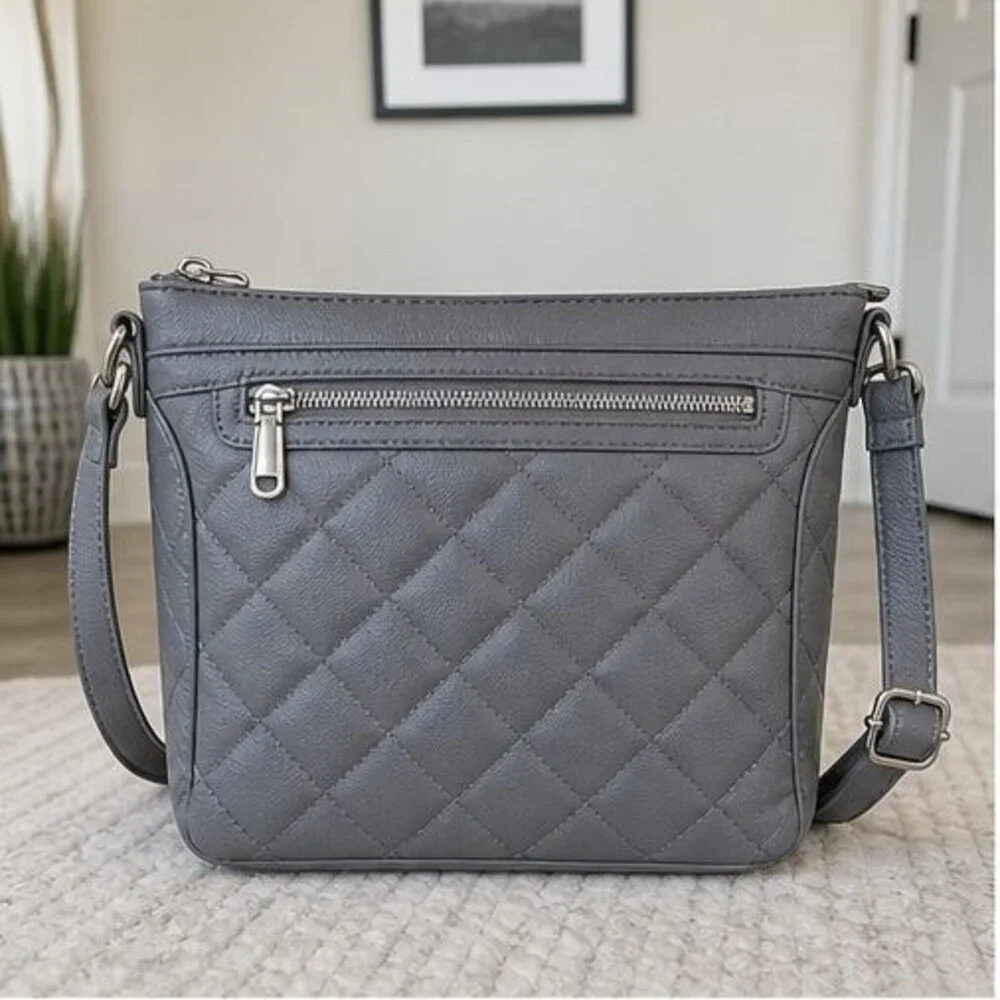 Gray Quilted Crossbody Bag